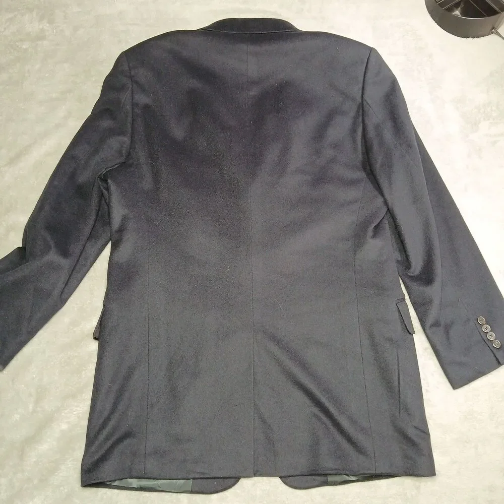 Vtg J Crew Mens 44LT 44 Long Navy Blue Cashmere Blazer Sport Coat Old Money